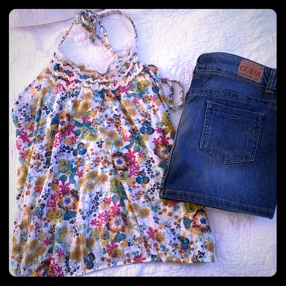 Guess Dresses & Skirts - Guess Denim mini skirt & summer blouse